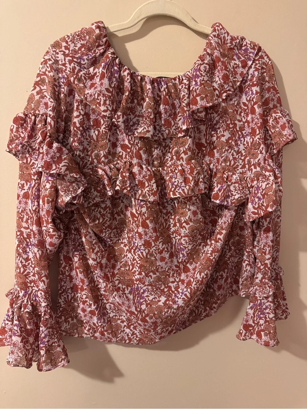 J.Crew Ruffle Crinkle Chiffon Top in Fête Floral - size medium